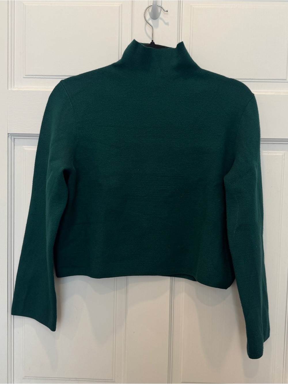 & Other Stories Boxy Turtleneck Sweater XS Green Cropped Scandi Minimalist Knit